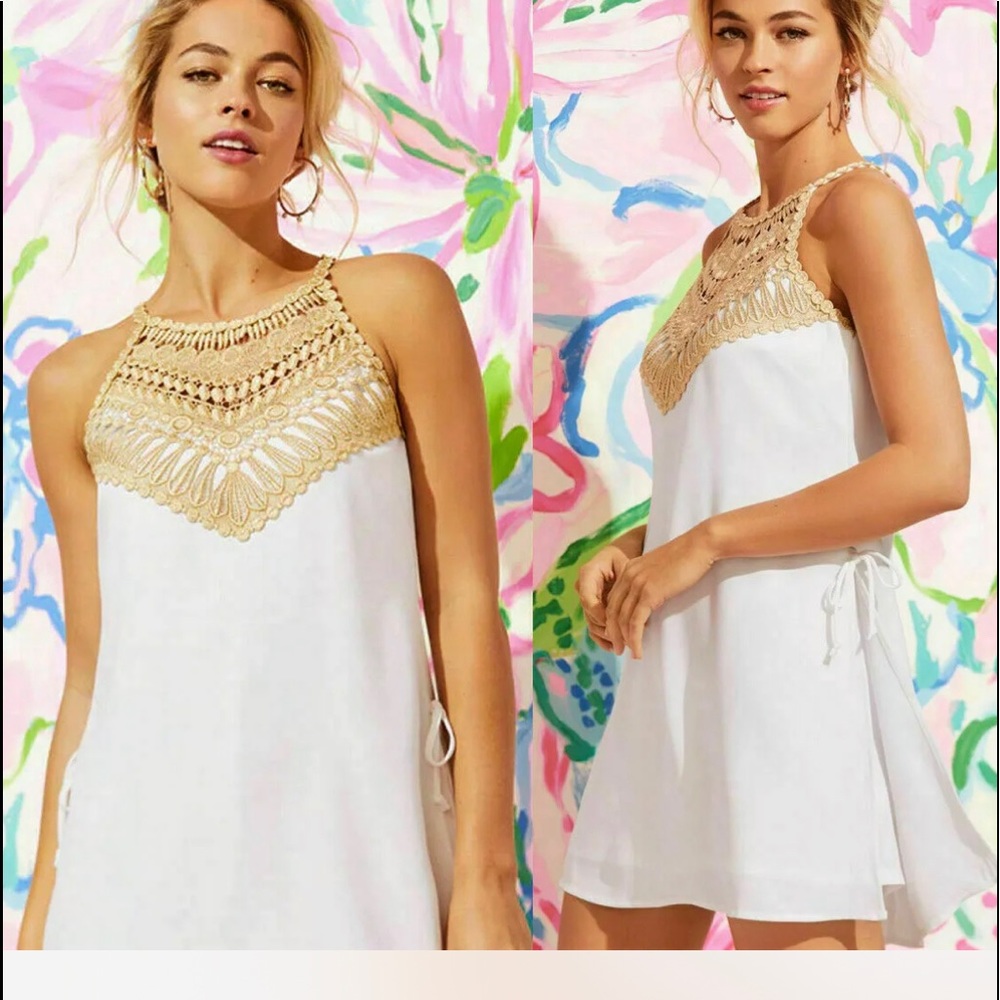 Lilly Pulitzer Pearl Romper Resort White Gold size 2